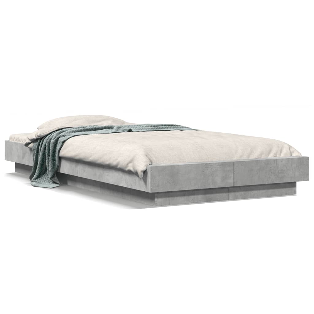 vidaXL Bed Frame with LED Lights without Mattress Concrete Grey 75x190cm 2