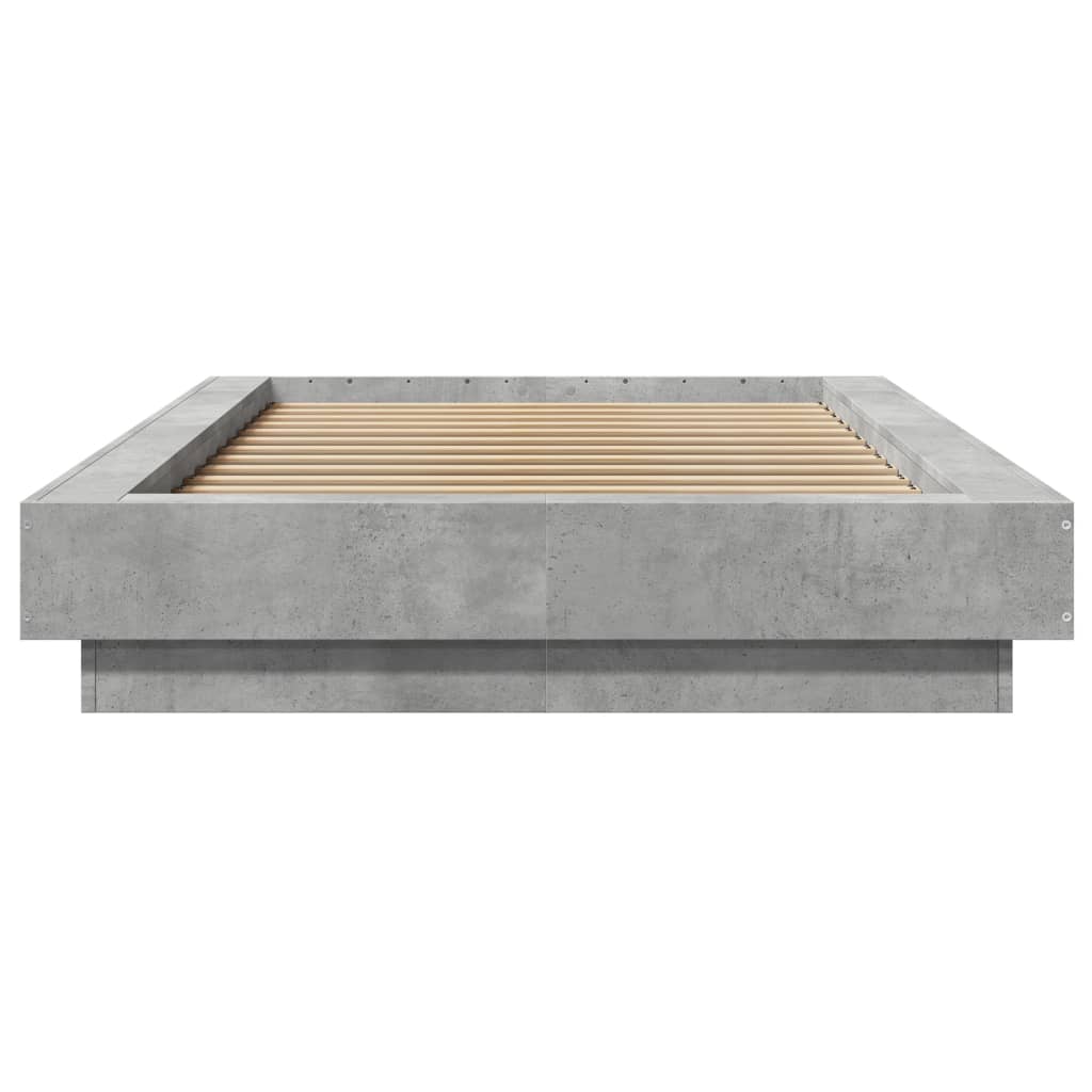vidaXL Bed Frame with LED Lights without Mattress Concrete Grey 75x190cm 5