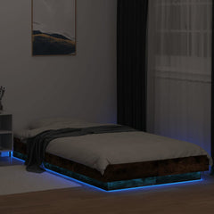 vidaXL Bed Frame with LED Lights without Mattress Smoked Oak 75x190cm 4