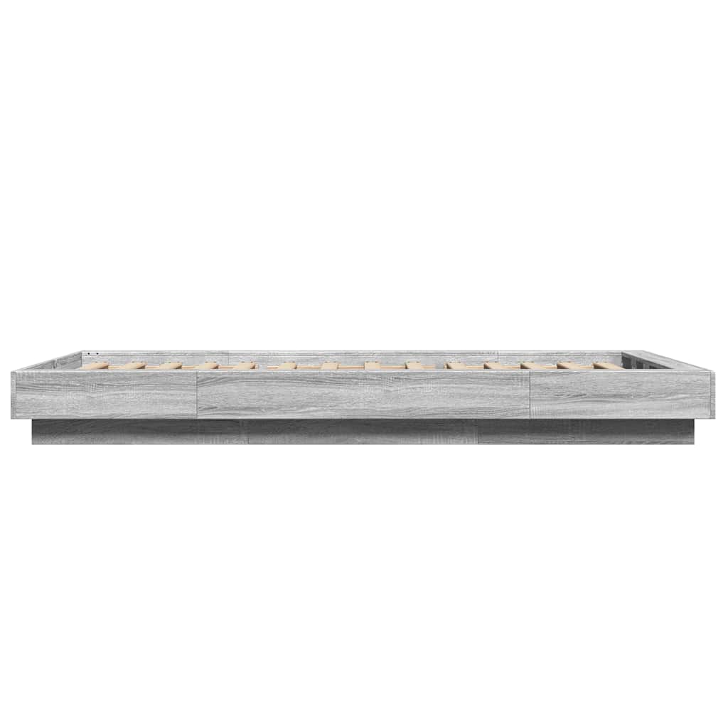 vidaXL Bed Frame with LED Lights without Mattress Grey Sonoma 75x190cm 6
