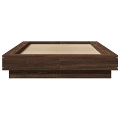 vidaXL Bed Frame with LED Lights without Mattress Brown Oak 75x190cm 5