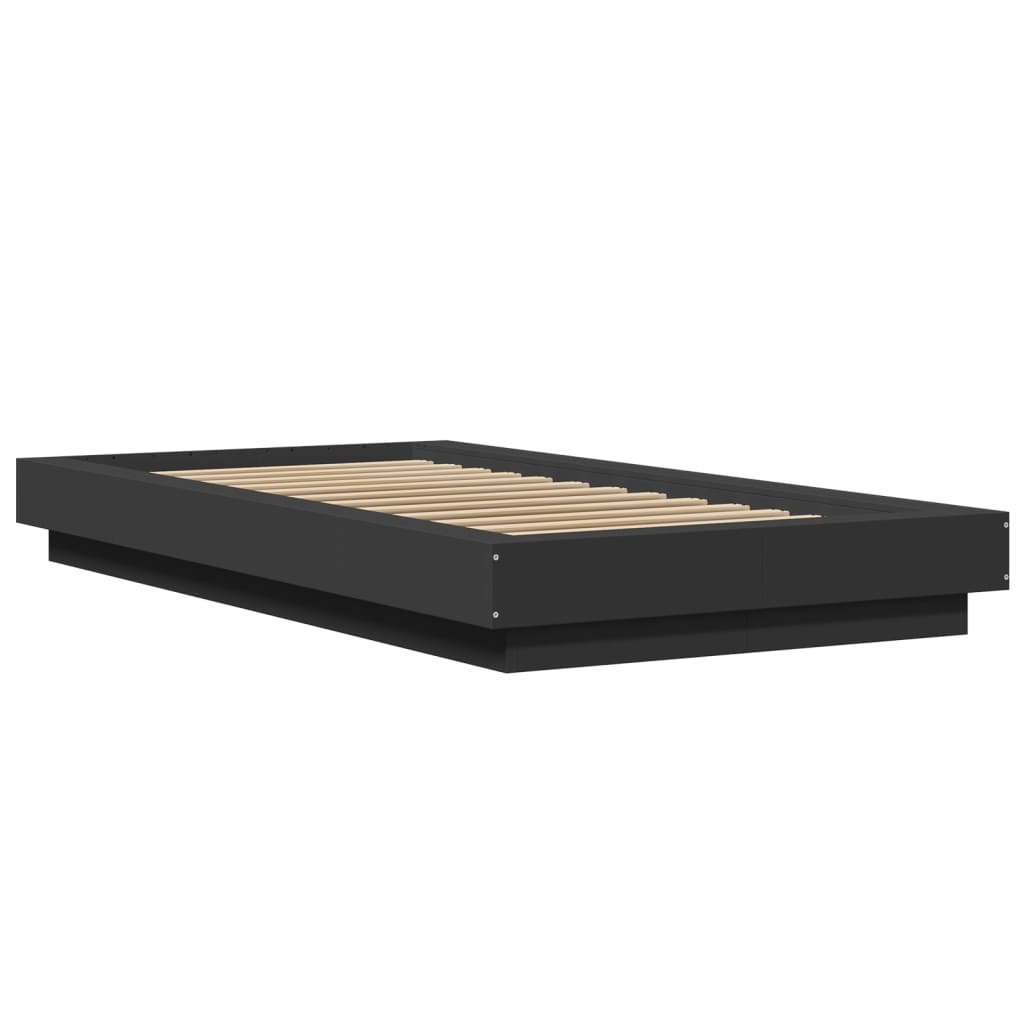 vidaXL Bed Frame without Mattress Black 75x190 cm Small Single 3