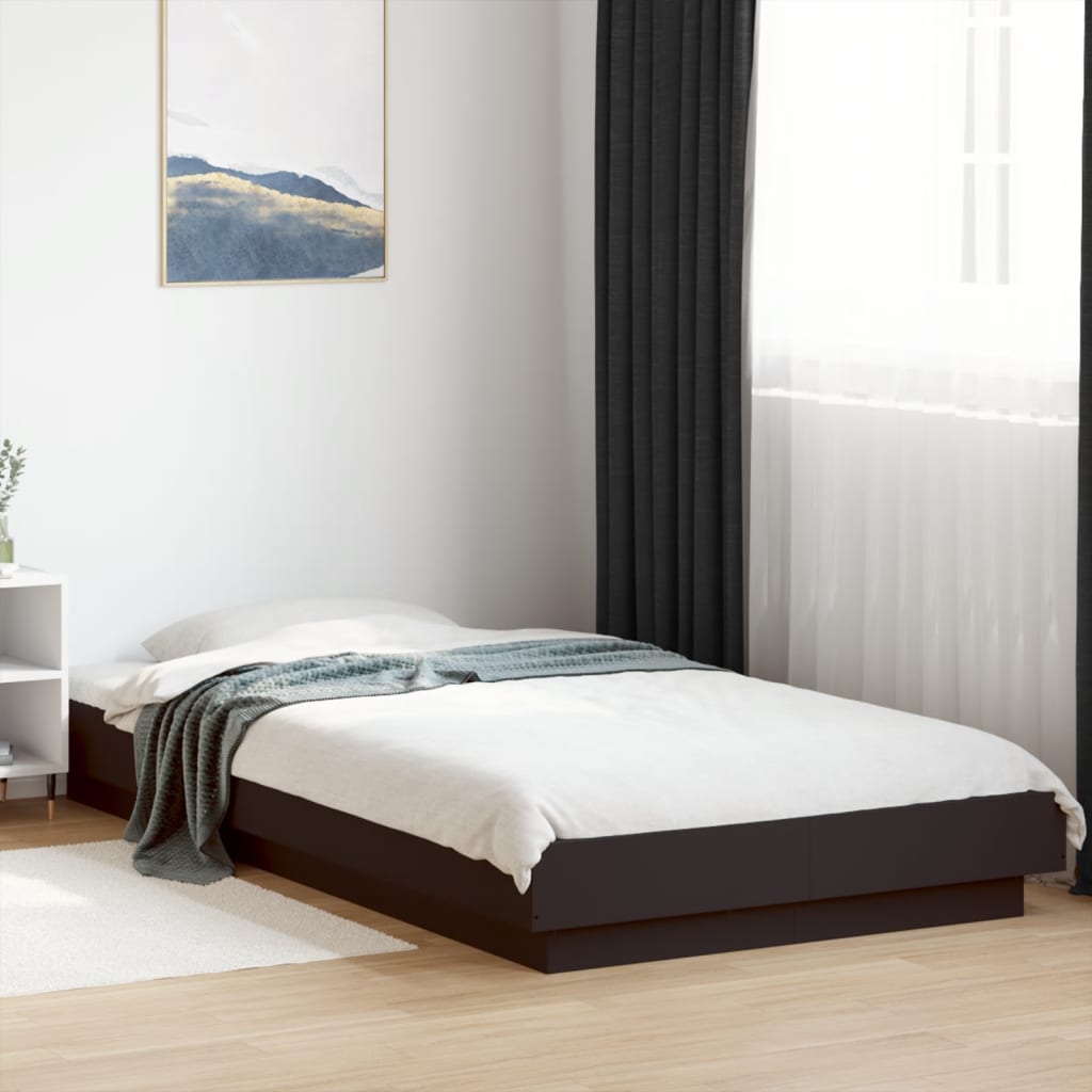 vidaXL Bed Frame without Mattress Black 75x190 cm Small Single 1