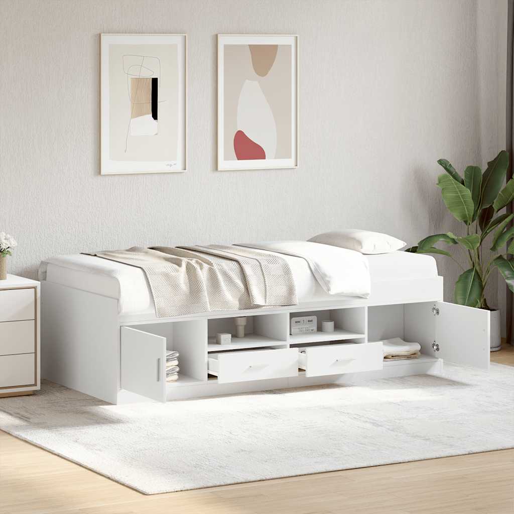 Daybed with Drawers without Mattress Length 200 cm White 100 cm