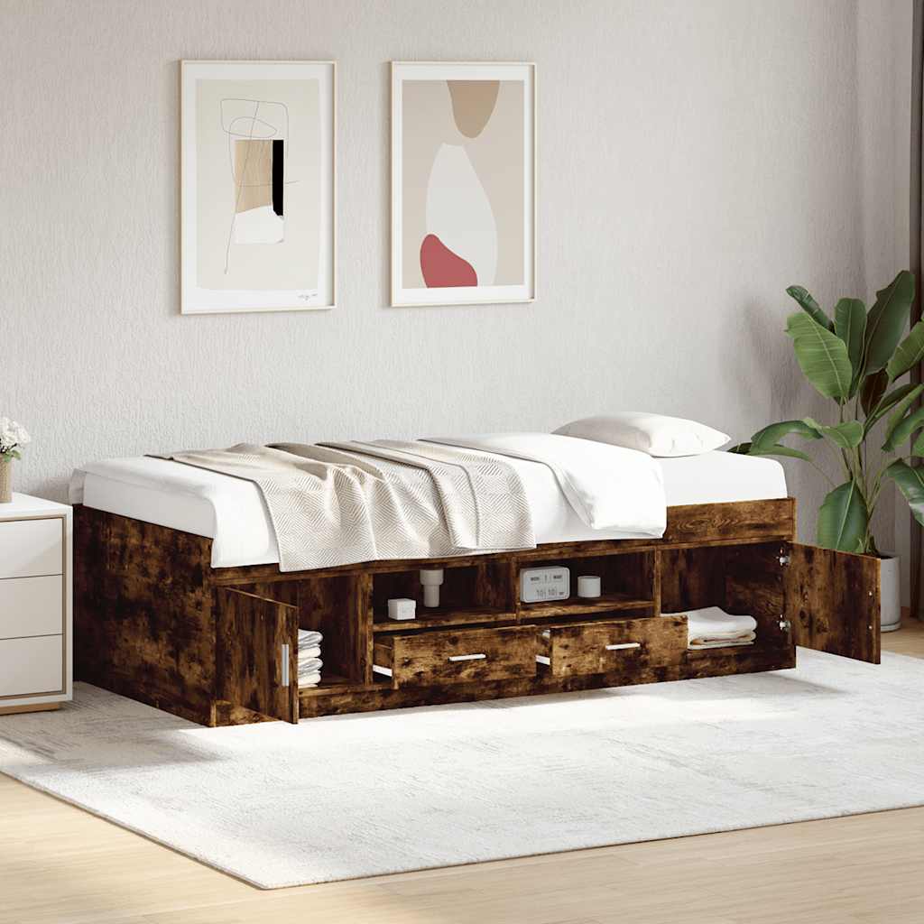 Daybed with Drawers without Mattress Length 200 cm Smoked oak 90 cm