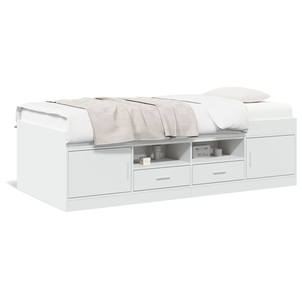 Daybed with Drawers without Mattress Length 190 cm White 90 cm
