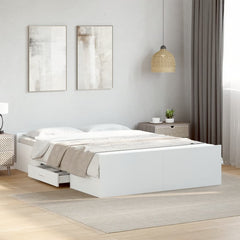 Bed Frame with Drawers without Mattress Length 200 cm White 120 cm