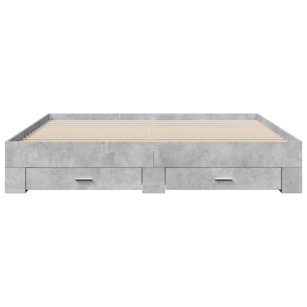 Bed Frame with Drawers without Mattress Length 200 cm Concrete Grey 200 cm