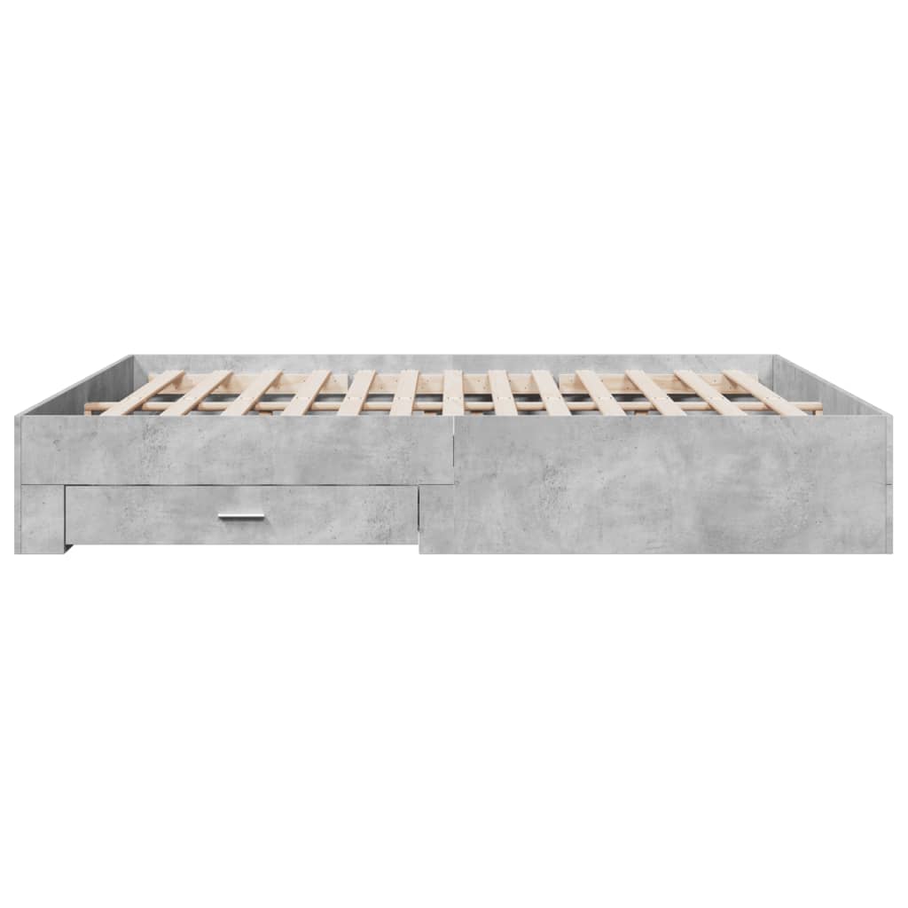 Bed Frame with Drawers without Mattress Length 200 cm Concrete Grey 200 cm