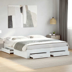 Bed Frame with Drawers without Mattress Length 200 cm White 180 cm