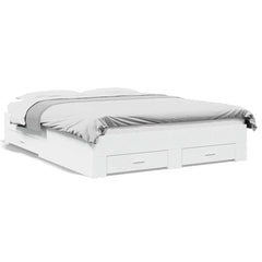 Bed Frame with Drawers without Mattress Length 200 cm White 160 cm