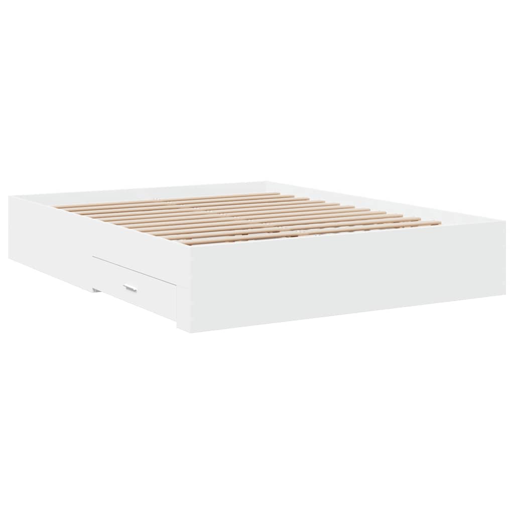 Bed Frame with Drawers without Mattress Length 200 cm White 160 cm