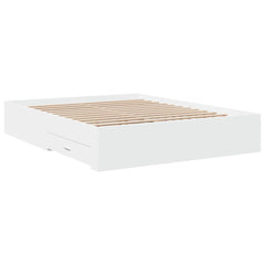 Bed Frame with Drawers without Mattress Length 200 cm White 160 cm