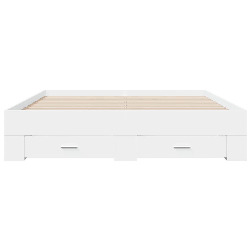 Bed Frame with Drawers without Mattress Length 200 cm White 160 cm