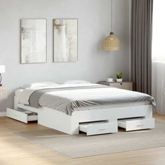 Bed Frame with Drawers without Mattress Length 200 cm White 120 cm