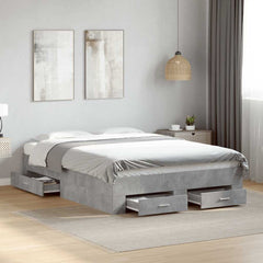 Bed Frame Drawers without Mattress Concrete Grey