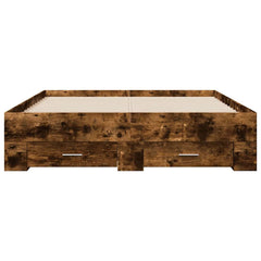 Bed Frame with Drawers without Mattress Length 200 cm Smoked Oak 120 cm