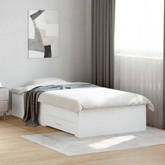 Bed Frame with Drawers without Mattress Length 200 cm White 100 cm