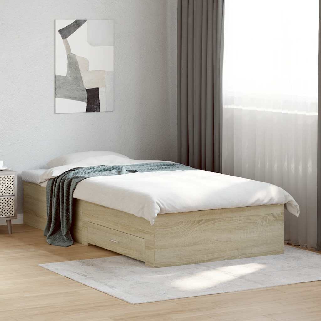 Bed Frame with Drawers without Mattress Length 200 cm Sonoma Oak 100 cm