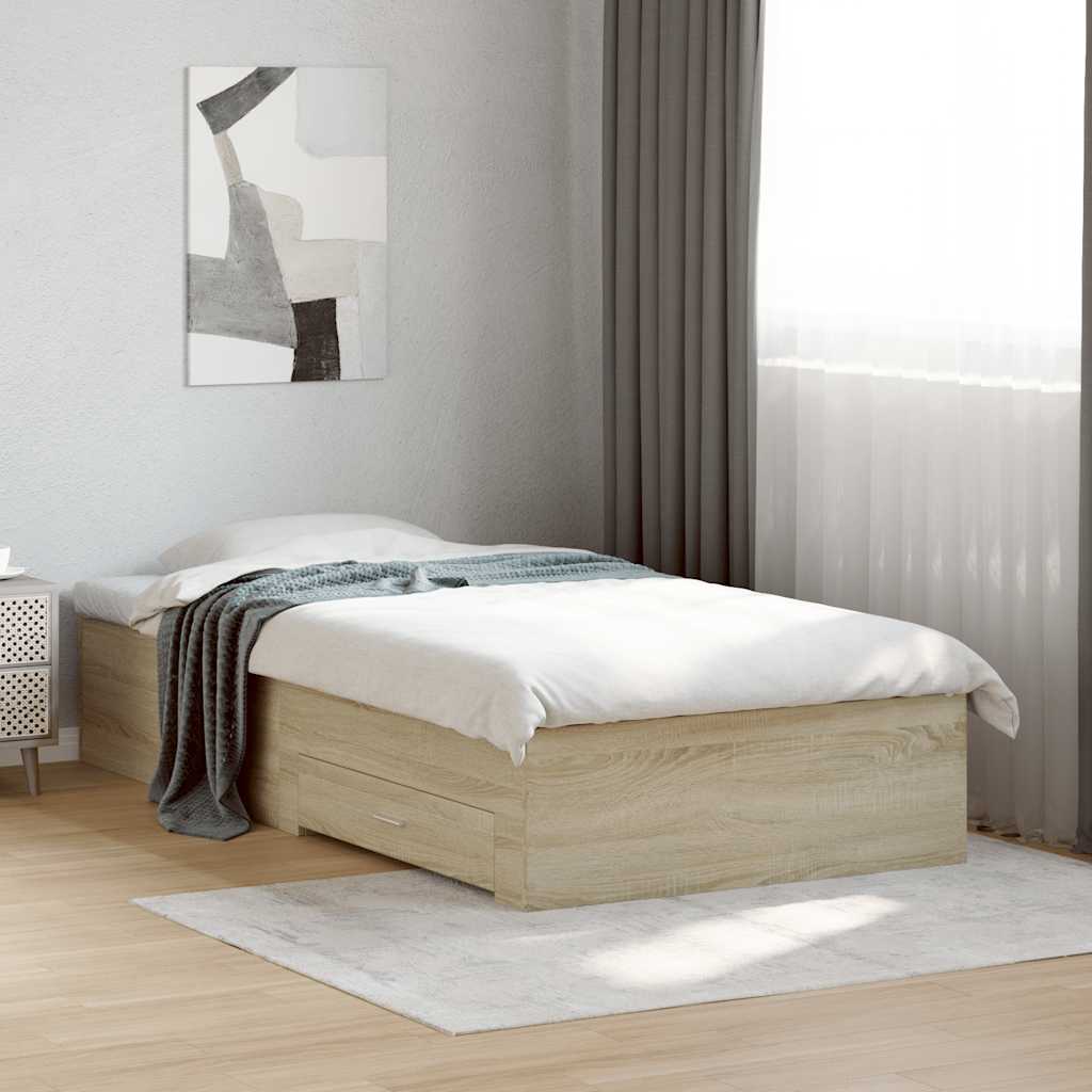 Bed Frame with Drawers without Mattress Length 200 cm Sonoma Oak 90 cm