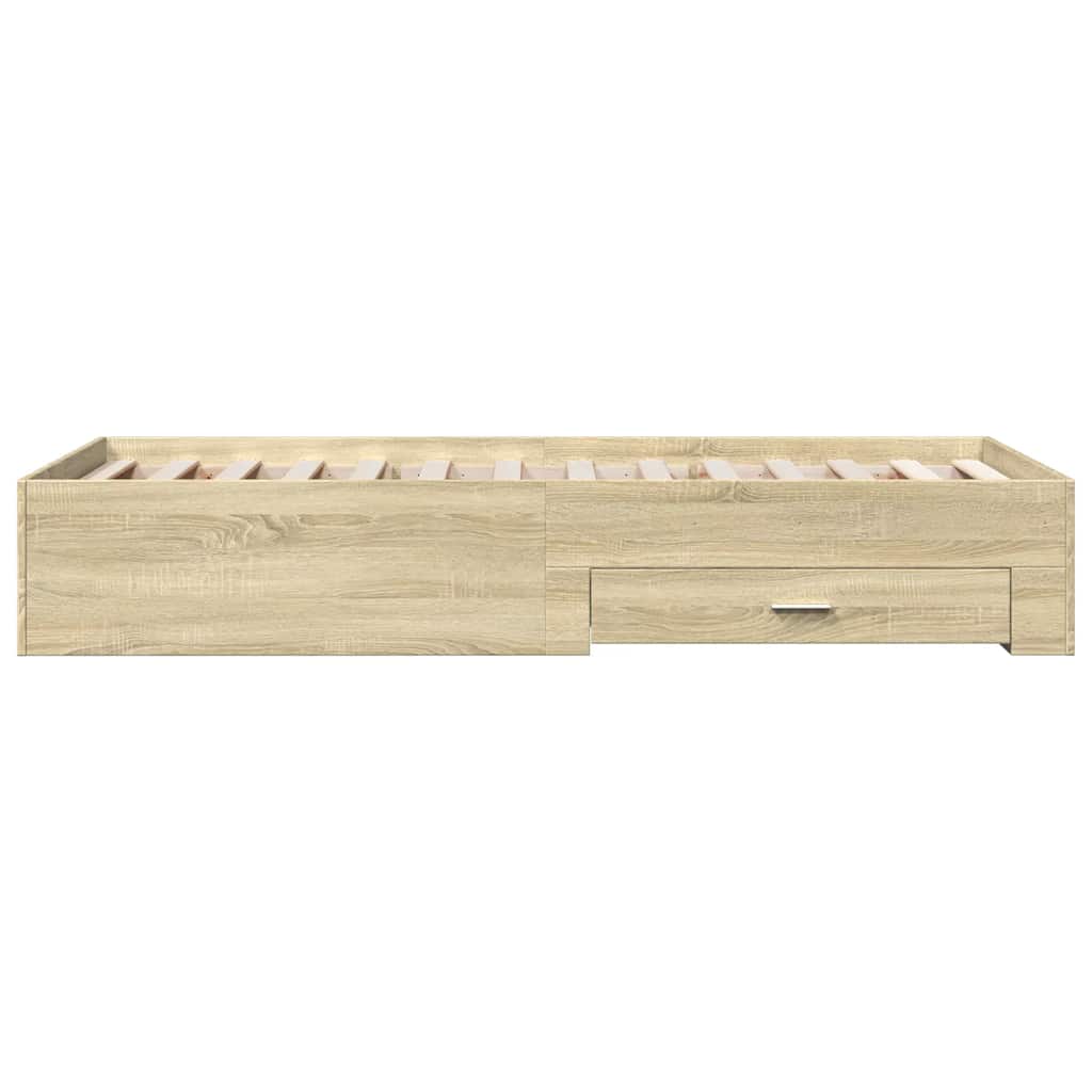 Bed Frame with Drawers without Mattress 75x190 cm Sonoma oak