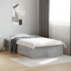 Bed Frame with Drawers without Mattress 75x190 cm Concrete grey