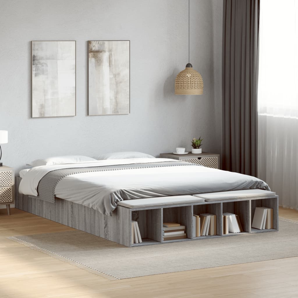 vidaXL Bed Frame without Mattress Grey Sonoma 140x200 cm 1