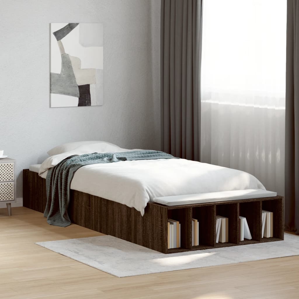 Bed Frame without Mattress 100x200 cm Brown oak