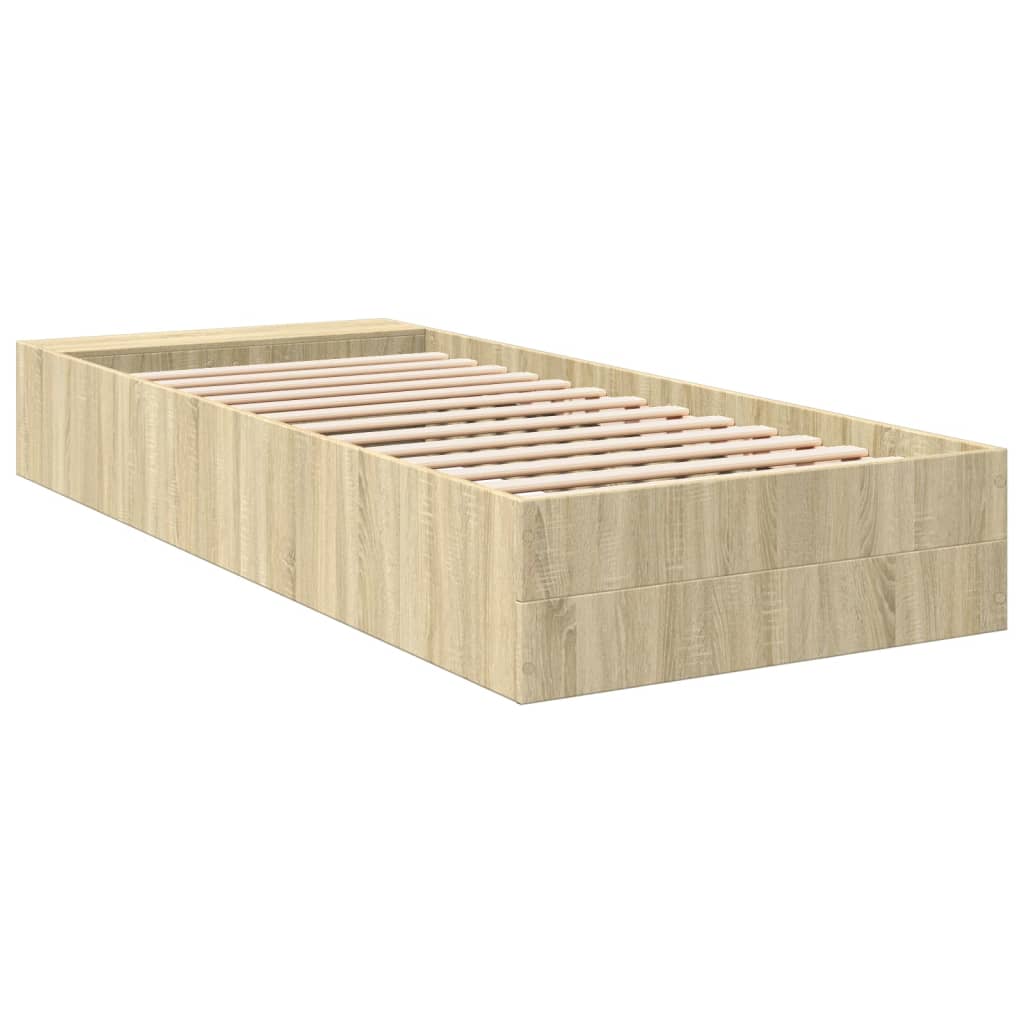 vidaXL Bed Frame without Mattress Sonoma Oak 75x190 cm Small Single 6