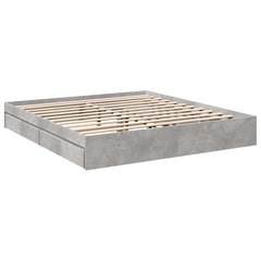 Bed Frame with Drawers without Mattress Length 200 cm Concrete Grey 180 cm