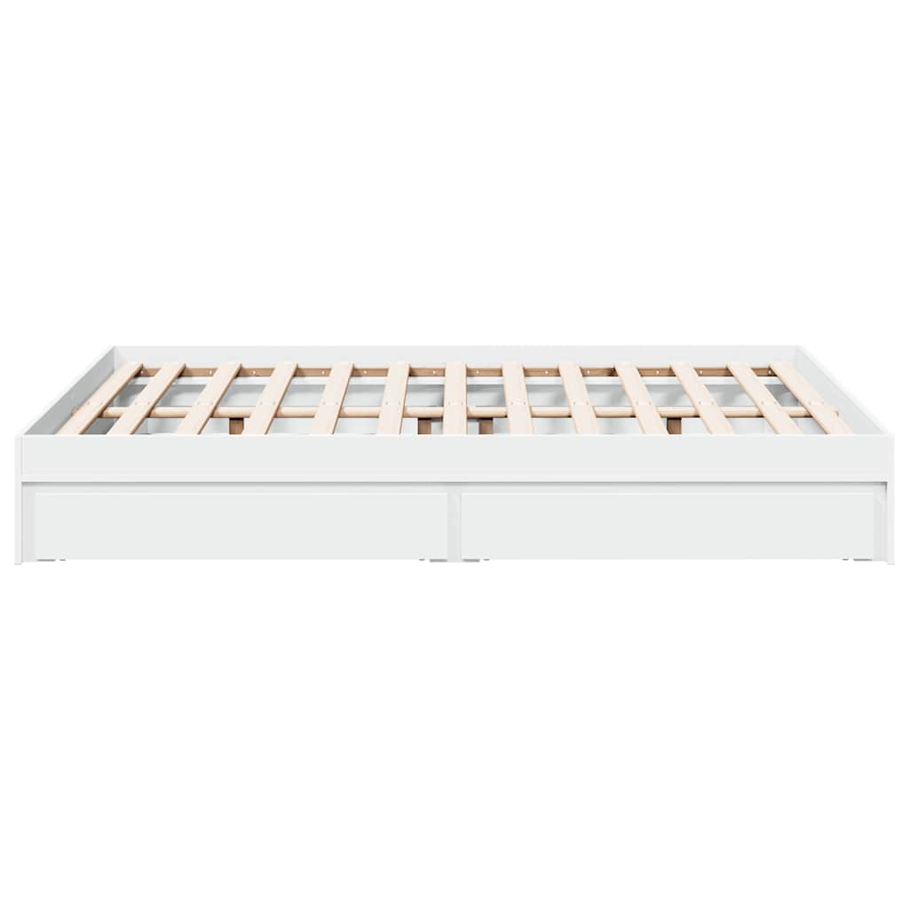 Bed Frame with Drawers without Mattress Length 200 cm White 140 cm