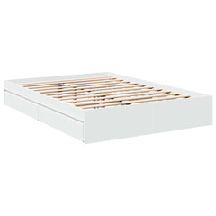 Bed Frame with Drawers without Mattress Length 200 cm White 140 cm