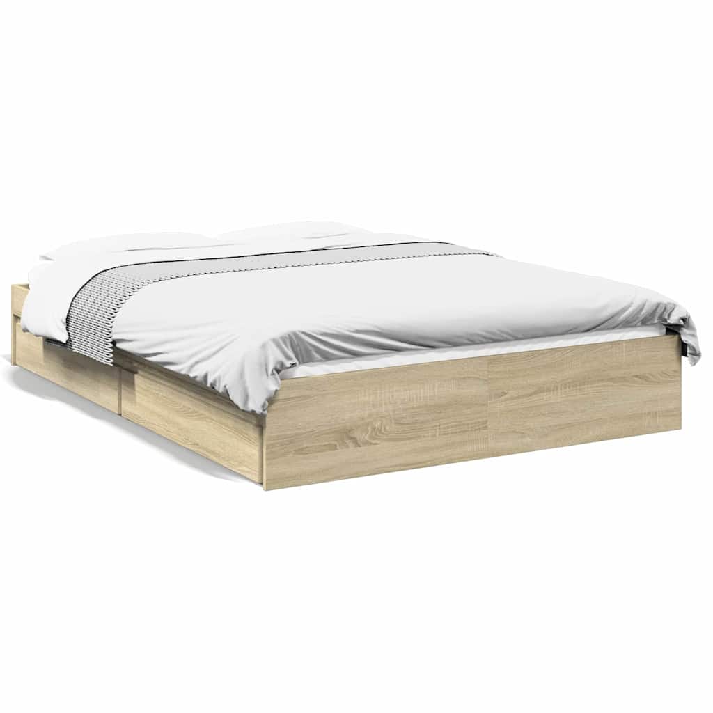 Bed Frame with Drawers without Mattress Length 200 cm Sonoma Oak 140 cm