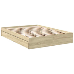 Bed Frame with Drawers without Mattress Length 200 cm Sonoma Oak 140 cm
