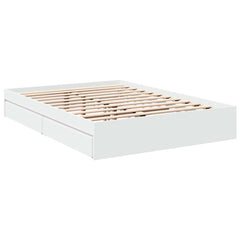 Bed Frame with Drawers without Mattress Length 190 cm White 140 cm