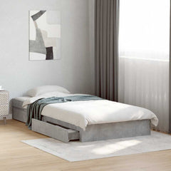 Bed Frame with Drawers without Mattress Length 190 cm Concrete grey 90 cm