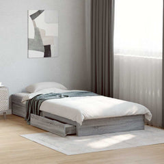 Bed Frame with Drawers without Mattress Length 190 cm Grey sonoma 90 cm