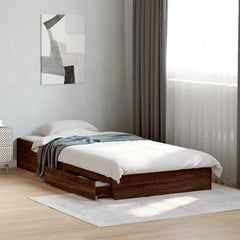 Bed Frame with Drawers without Mattress Length 190 cm Brown oak 75 cm