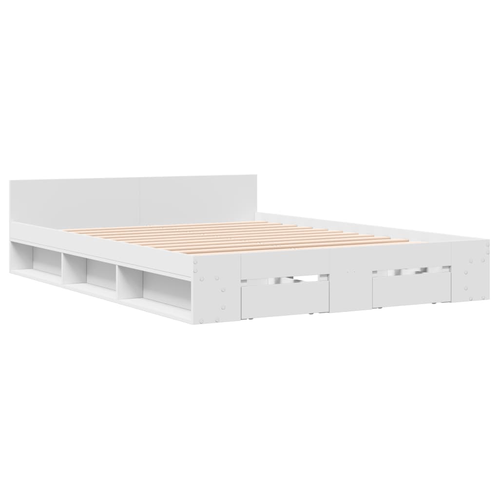Bed Frame with Drawers without Mattress 135x190 cm White