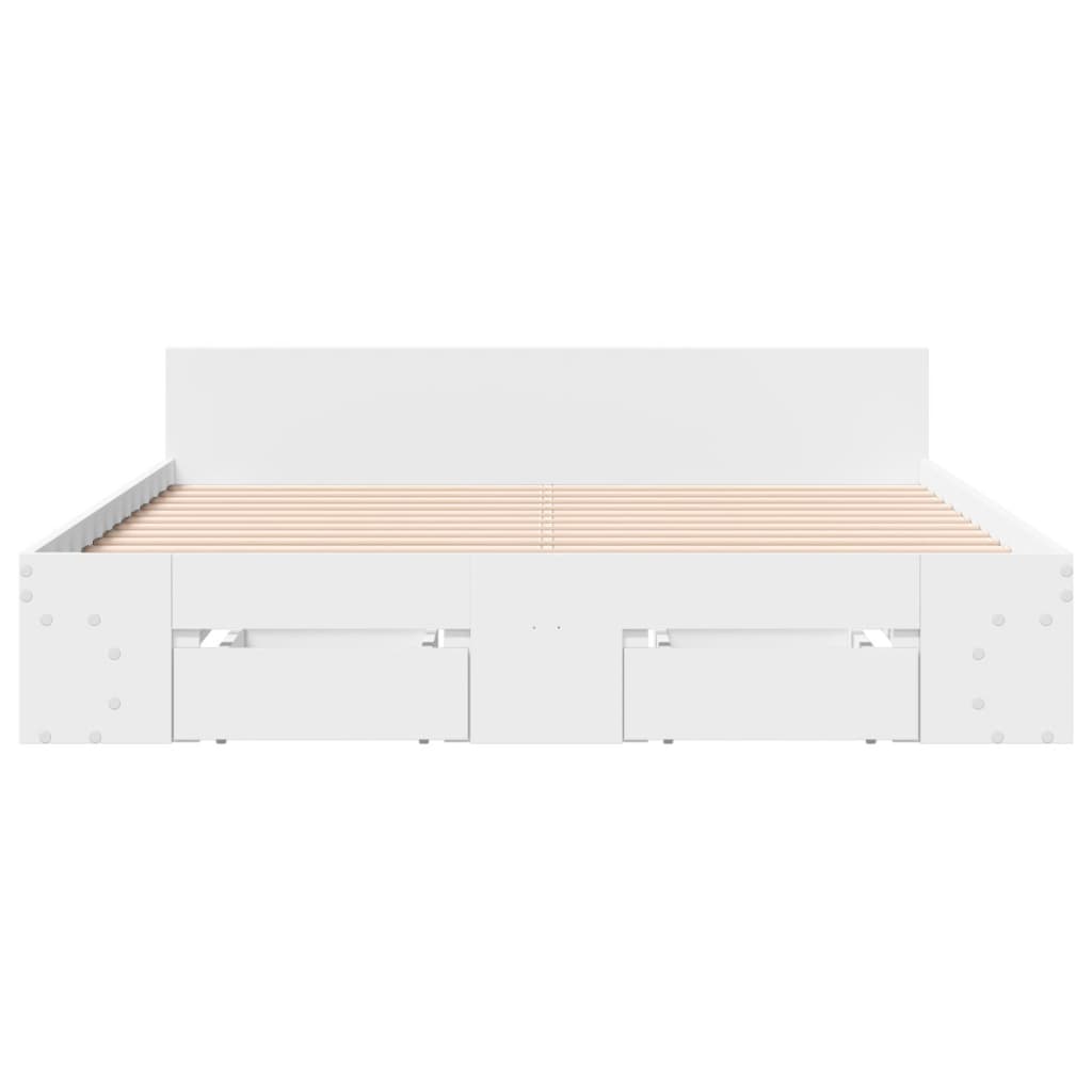 Bed Frame with Drawers without Mattress 135x190 cm White