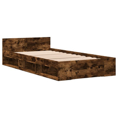 Bed Frame with Drawers without Mattress Length 200 cm Smoked Oak 90 cm
