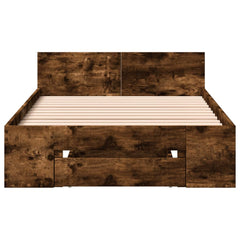 Bed Frame with Drawers without Mattress Length 200 cm Smoked Oak 90 cm