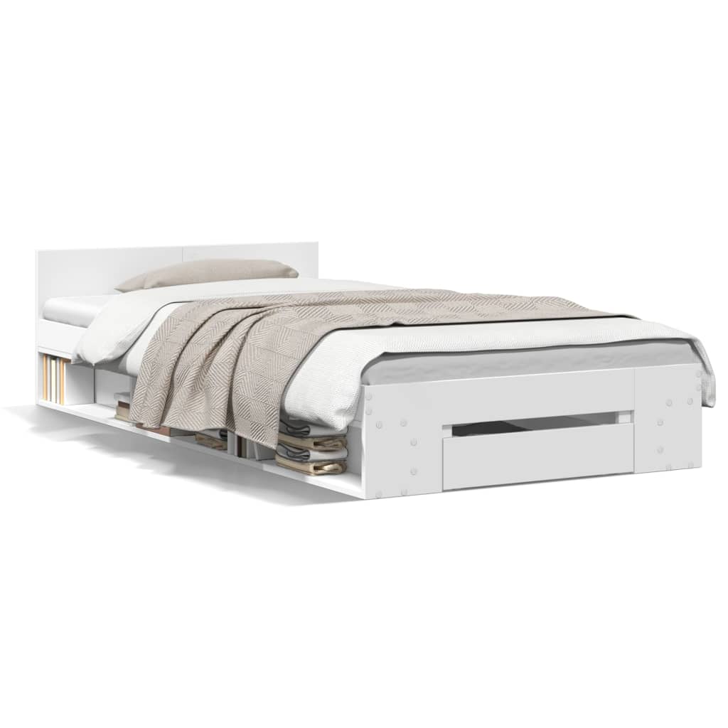 Bed Frame with Drawer without Mattress 75x190 cm White