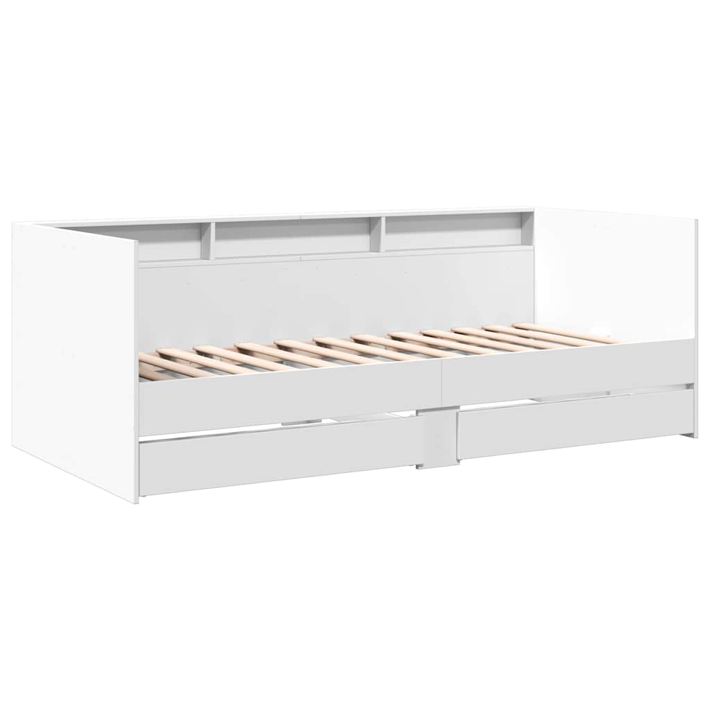 Daybed with Drawers without Mattress 100x200 cm White