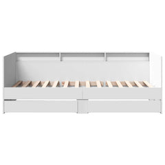 Daybed with Drawers without Mattress 100x200 cm White