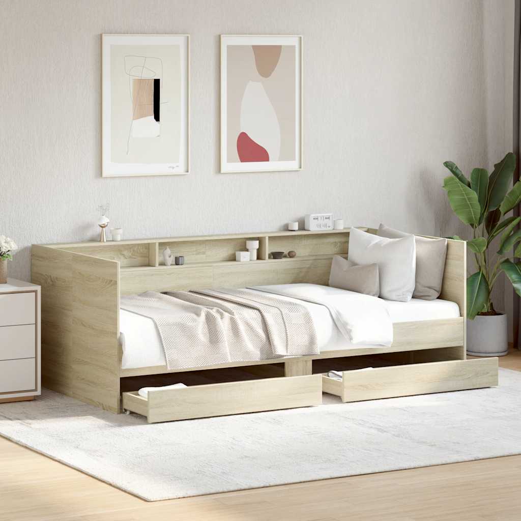 Daybed with Drawers without Mattress 100x200 cm Sonoma oak