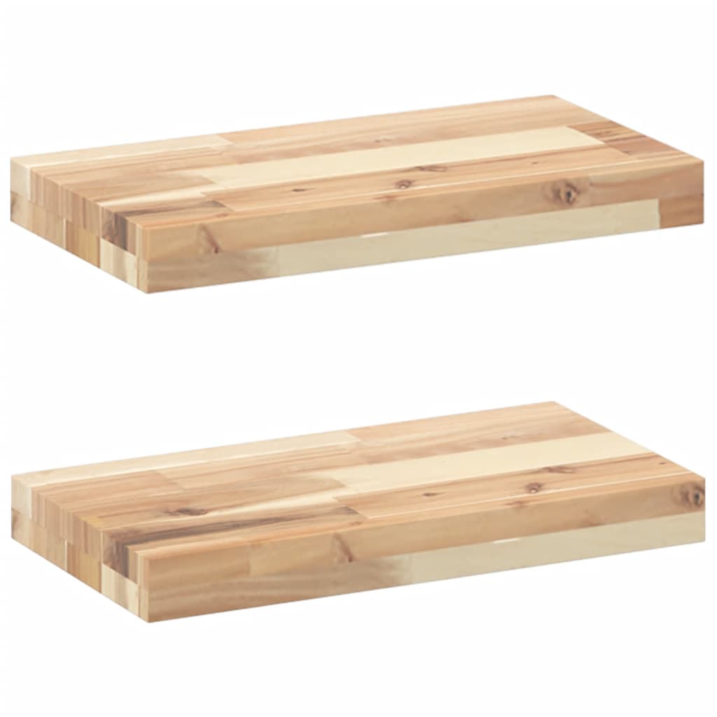 vidaXL Floating Shelves 2 pcs 60x20x4 cm Untreated Solid Wood Acacia 2
