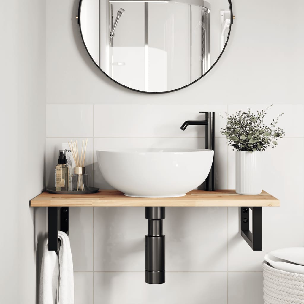 vidaXL Bathroom Vanity Top Untreated 80x40x2 cm Solid Wood Acacia 2