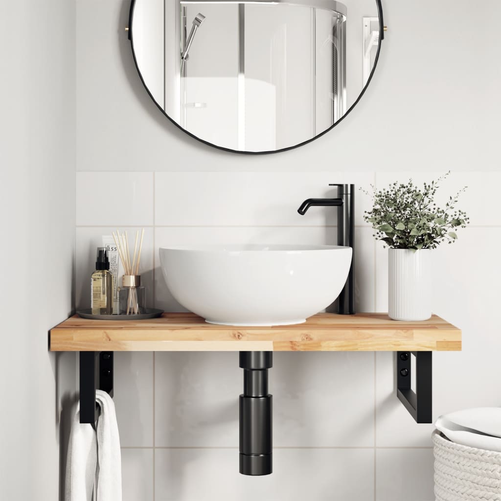 Bathroom Vanity Top Untreated Solid Wood Acacia Natural Height 4 cm 80 cm 40 cm
