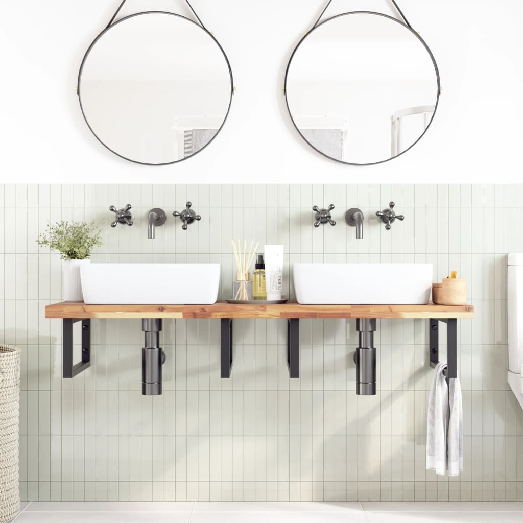 Bathroom Vanity Top Untreated Solid Wood Acacia Natural Height 4 cm 120 cm 50 cm